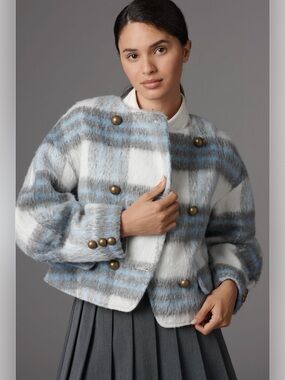 Anthropologie Maeve Plaid Wool Blend Jacket NWT!